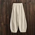 thumbnail image 4 of Tittly Palazzo Pants Baggy Pants Women Cotton Pants Wide Leg Pants Casual Loose Drawstring Harem Pants Cotton Pants for Women Pants for Women Trendy Beige L, 4 of 6