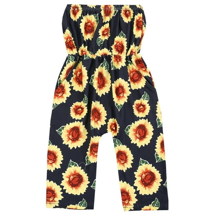 

Farrubbyine8 Toddler Baby Girls Kids Jumpsuits Cold Shoulder Printed Romper