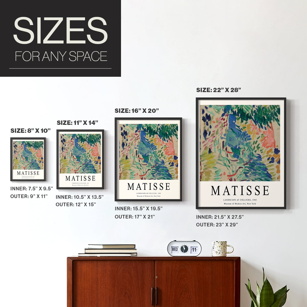 Matisse CDXCIII in Black Solid Wood Framed Print No Nail Hanging