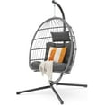 thumbnail image 7 of GAOMON Egg Chair with Stand,Patio Rattan Wicker Hanging Swing Egg Chair Hammock Chair for Bedroom Porch Garden,Thickened Aluminum Alloy Steel Frame and UV Resistant Cushion,350LBS Capacity,Gray, 7 of 7