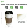 thumbnail image 3 of 50 Pack - 20 oz Disposable White Paper Coffee Cups with Black Dome Lids and Protective Corrugated Cup Sleeves - Perfect Disposable Travel Mug for Home, Office, Coffee Shop, Travel, Tea, 3 of 6