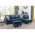 thumbnail image 3 of Starhome L Shaped Denim Couch with Storage Ottoman(Pillows Included) Microfiber, 3 of 9