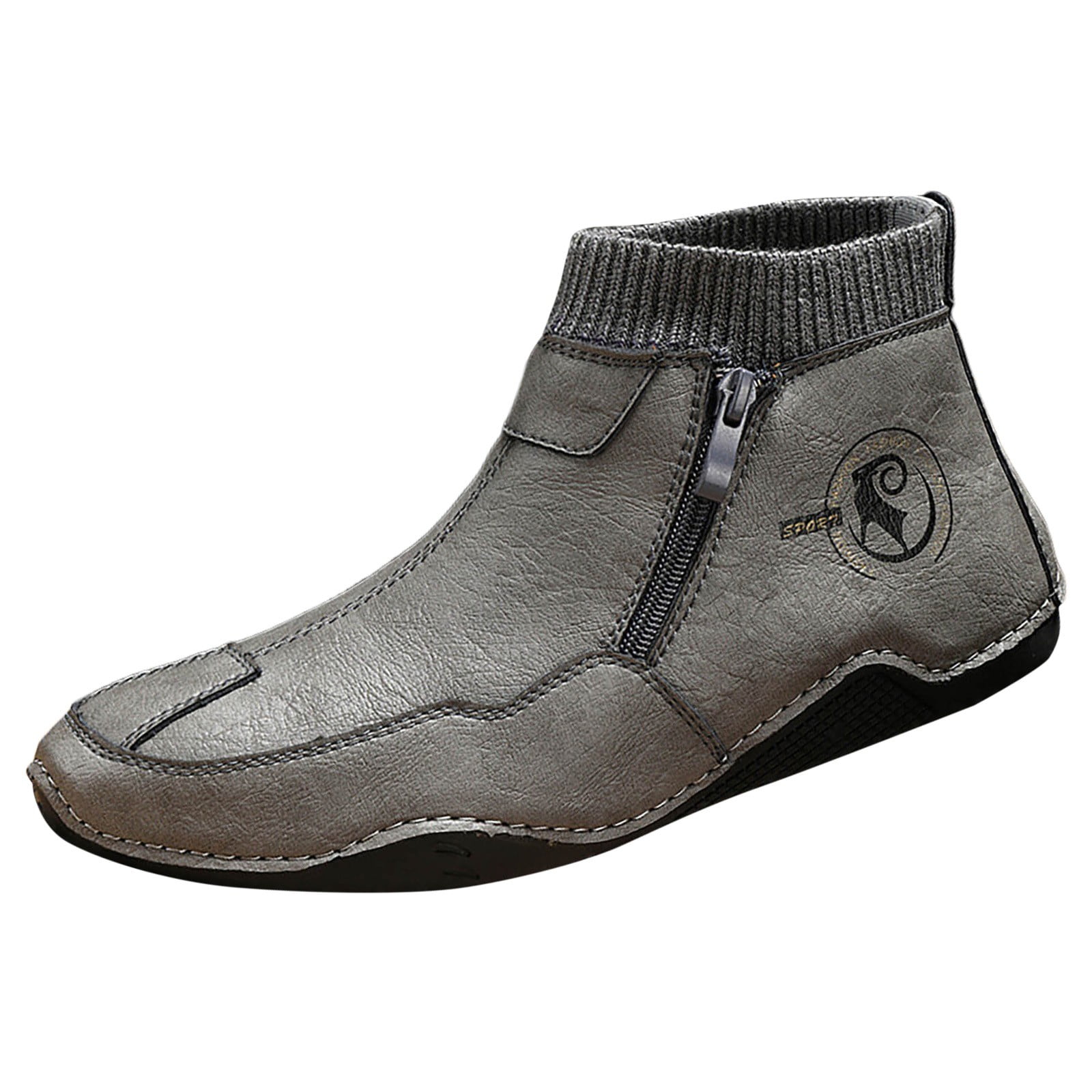 Bmisegm Thigh High Boots Boys PU Ankle Boots Autumn Winter Warm Boots Casual Shoes Outdoor Casual Shoes Work Boots for Men Grey 10
