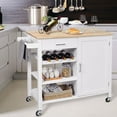thumbnail image 3 of Costway 4-Tier Wood Kitchen Island Trolley Cart Storage Cabinet w/ Wine Rack White, 3 of 11