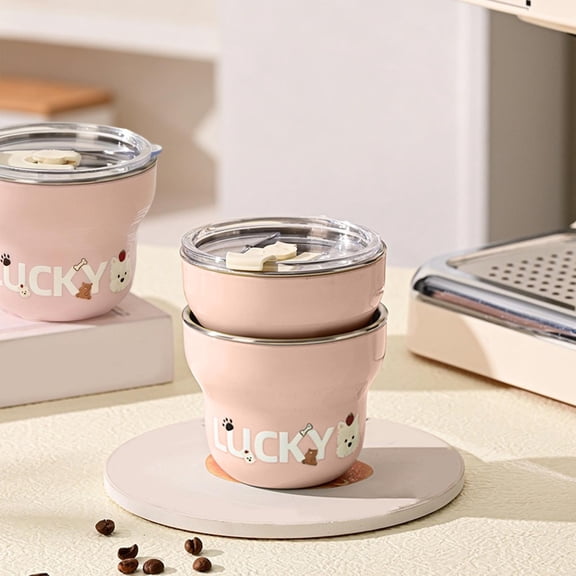 Min Stainless Steel Coffee Mug with Lid, Double Wall Insulated Mini Travel Cup, Leak-Proof Drinkware for Home & Office,9oz