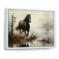 thumbnail image 2 of Designart "Misty Morning Grey Horse wall decor II" Animals Floater Framed Canvas Wall Art, 2 of 7