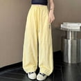 thumbnail image 5 of Afuyipoi Boys Girls Casual Pants Size 1-17 Elastic Waist Drawstring Wide Leg with Pockets Solid Color Everyday Playwear Trousers Yellow Size 2T, 5 of 9