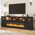 thumbnail image 3 of Blotout 95" Fireplace TV Stand for TVs up to 100" with 60" Electric Fireplace, Large Farmhous Media Entertainment Center w/LED Lights/Power Outlets & Barn Doors Storage Cabinet for Living Room,Black, 3 of 9