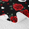 thumbnail image 5 of Feelyou Romantic Rose Skull Twin Quilt Set, Cartoon Red Flower Twin Coverlet Set, 2-Piece, 1 Comforter and 1 Pillowcase, 5 of 7