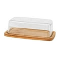 thumbnail image 2 of GUOOL Square Bamboo Butter Dish Cheese Plate with Clear Lid Transparent Food Container, 2 of 9