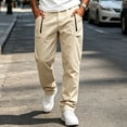 thumbnail image 2 of cfhntfmh Straight Leg Pants Men Casual Stretch Work Pants Loose Fashion Elastic Waisted Pants with Pockets (Khaki,X-Large), 2 of 6