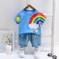 thumbnail image 2 of Conjunto de ropa de dibujos animados para bebés, niños y niñas, traje bonito de algodón de verano para niños de 1, 2 y 3 años, conjuntos de ropa para niños, camiseta y pantalones cortos CBlack9M, 2 of 3