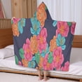 thumbnail image 5 of Pioneer Flower Floral Print Pattern Hooded Bath Towel，60"x35" for Ages 3 To 12 Kids, Quick Dry Lightweight Soft Microfiber Hood Beach Towel Cover Up for Kids, 5 of 7