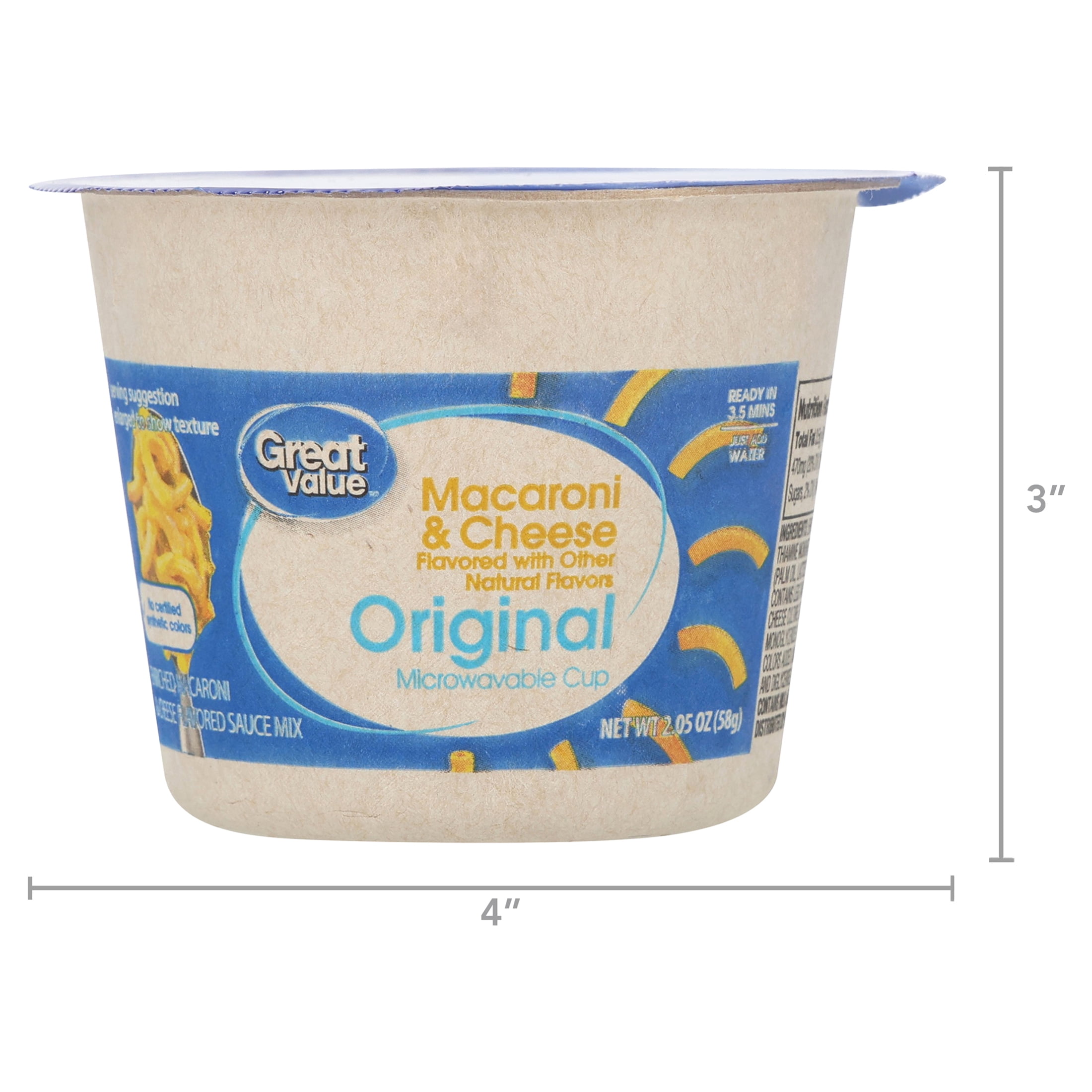 (12 pack) Great Value Original Macaroni & Cheese Microwavable Cup, 2.05 oz
