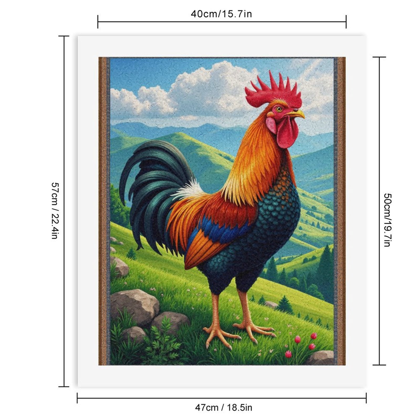 Paint By Numbers Kit for Adults Beginner - Rooster In Scenic Mountain Landscape DIY Canvas Painting Kits for Adults, Frameless Paint By Number for Adults for Home Wall Decor 16x20 Inch