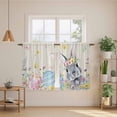 thumbnail image 2 of Easter Bunny Kitchen Curtain for Berdoom Living Room Cafe 45 Inch Length, Blue Easter Eggs Spring Floral Linen Tiers Curtains Light Filtering Drapes Rod Pocket Window Treatment 2 Panels 52"Wx45"L, 2 of 8