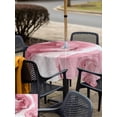thumbnail image 5 of Outdoor Tablecloth with Umbrella Hole for Patio/Picnic/Party/Camping, Pink Marble Waterproof Table Cloth Square Cover Washable, Summer Ocean Wave Red Ombre (54"x 54"), 5 of 8