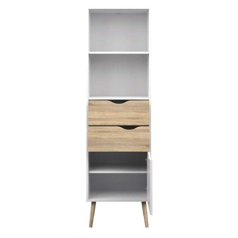 Tvilum Diana Bookcase With 2 Drawers And 1 Door In White Oak