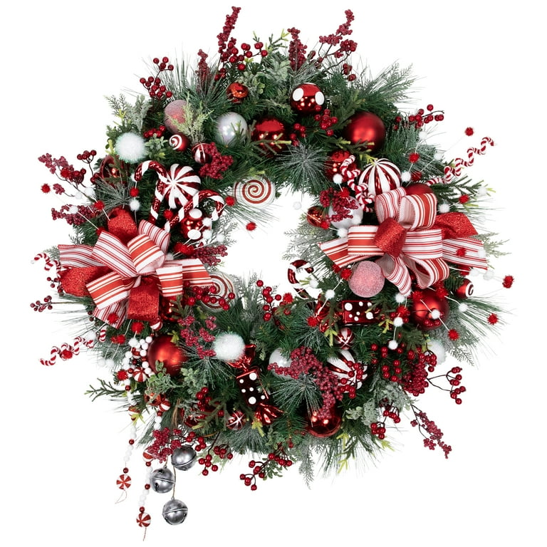 Northlight Peppermint Candy Artificial Pine Christmas Wreath - 42