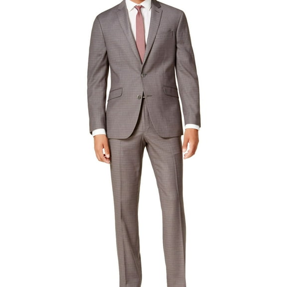 Kenneth Cole Mens Slim Two Button Formal Suit, Grey, 40 Short / 33W x 32L
