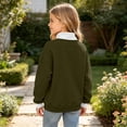 thumbnail image 5 of YUANxueke Boys & Girls Fleece Color Block Sweatshirt Long Sleeve Zip Up Mock Neck Pullover Top,Army Green,3 Years, 5 of 8