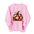 thumbnail image 2 of TKLPEHG Thanksgiving Sweatshirts for Women Crew Neck Pumpkin Graphic Sweatshirt Long Sleeve Loose Fit Fall Fashion Tops Casual Holiday Pullover (Pink,XL), 2 of 8