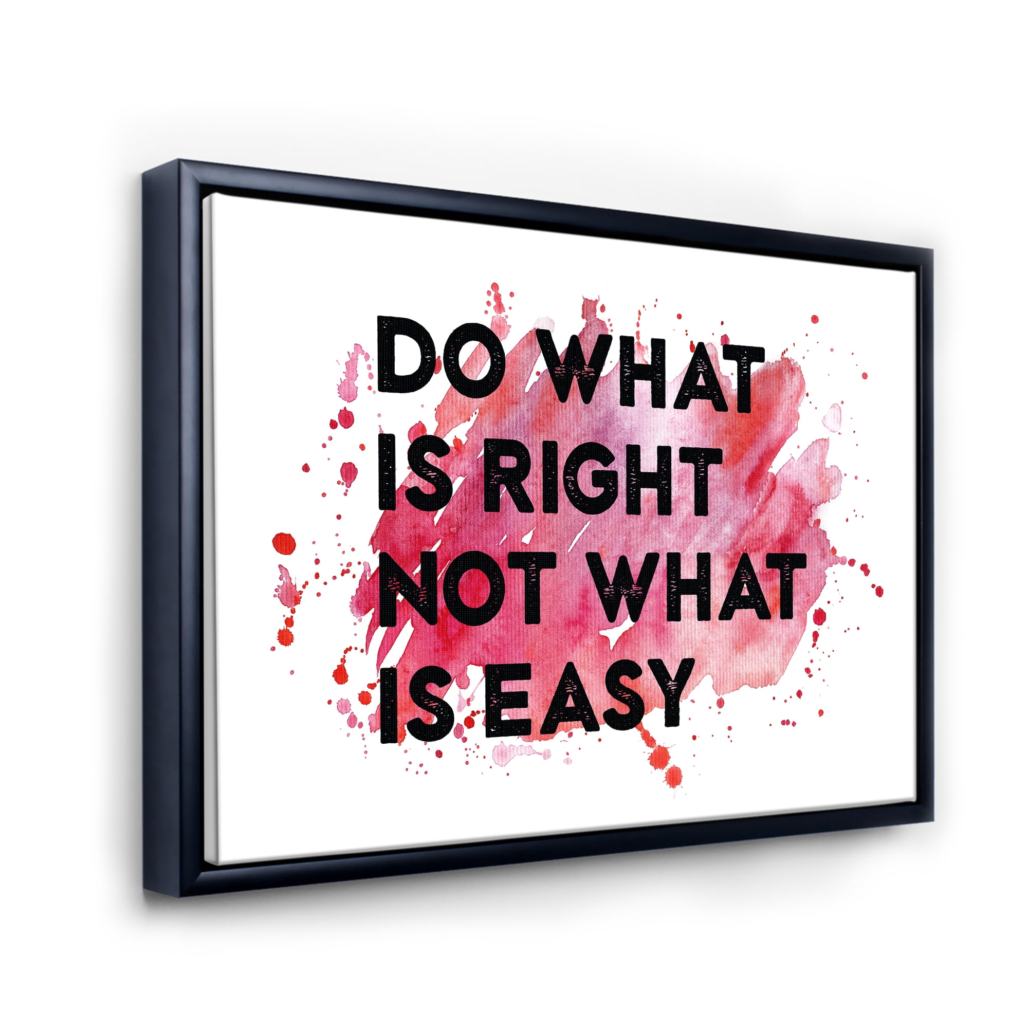 Designart 'Do What Is Right Not What Is Easy On Red Background' Traditional Framed Canvas Wall Art Print