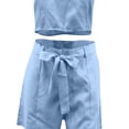 thumbnail image 6 of 3 Piece Blazer Sets for Women Bussiness Outfits Open Front Button Blazers Crop Tops Belted Shorts Sets Casual Elegant Office Suits, 6 of 6