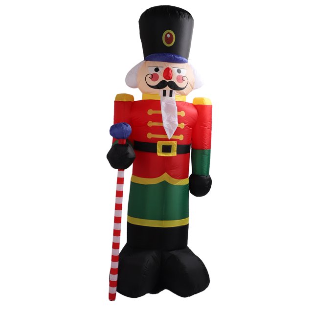 8ft Lifelike Christmas Nutcracker Soldier Inflatable Xmas Blowup Decor for Yard Porch with 3 LED Lights