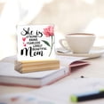 thumbnail image 7 of Mom Gift She is Strong Lovely Beautiful Mom Clear Desk Decorative Sign Keepsake Present Mom Acrylic Sign With Wooden Stand Desk Decor for Home Office 4x4 Inch, 7 of 7