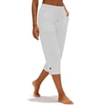 thumbnail image 7 of Nestiefly Cotton Capri Pants for Women Loose Fit Straight Leg Drawstring Elastic Waist Cropped Pant Casual Summer Linen Clothes White L, 7 of 7