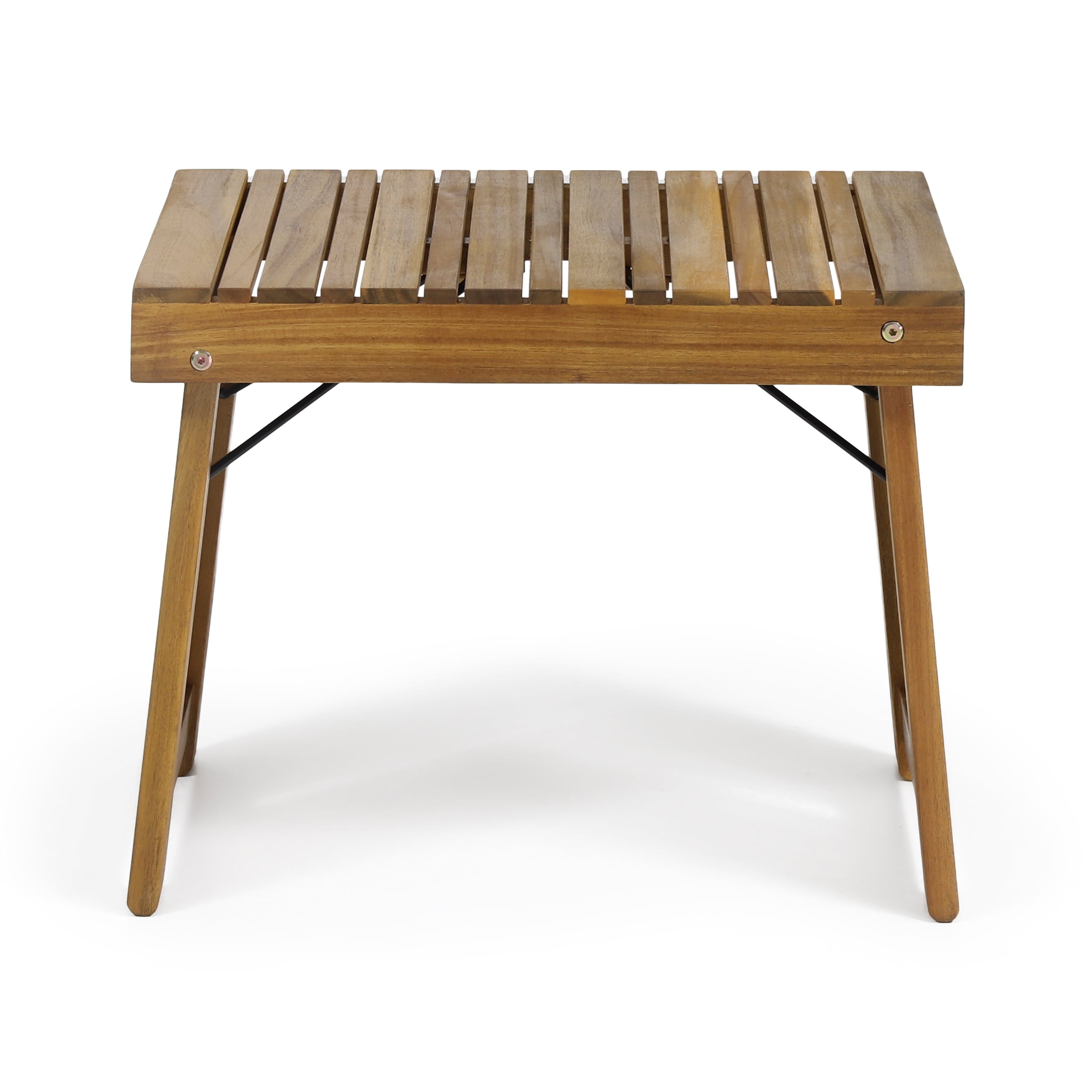 Euroco Foldable Acacia Wood Outdoor Side Table with Slatted Top, No Assembly Required