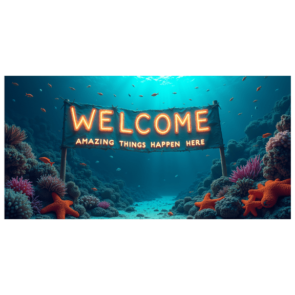 Underwater Themed Welcome Banner with Coral Starfish Elements Backdrop Background Decorations for Party Event Opening Ceremony Photography Props