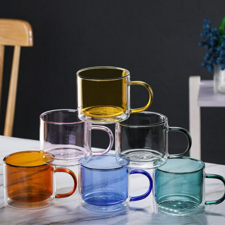 Double Wall Double-layer Glass Water Cup Double-walled Insulated Glasses  Color 250ML 8.5cm X 7.5cm Multicolor Clear Mugs 