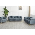 thumbnail image 3 of Hybition 3-Pieces Living Room Set Modern Velvet Sofa Set & Golden rivets-Grey, 3 of 7
