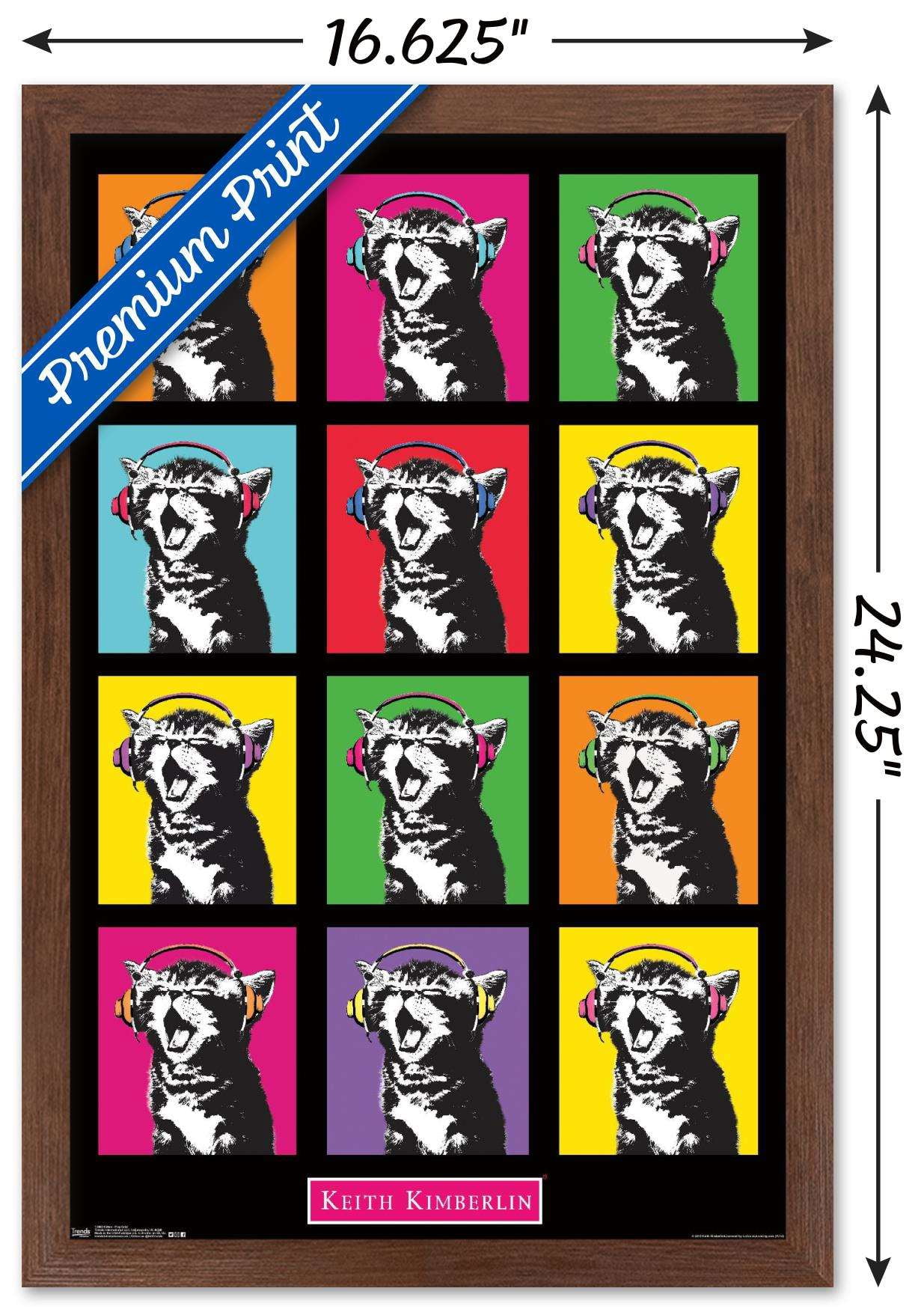 Keith Kimberlin - Kitten - Pop Grid Wall Poster, 14.725" x 22.375", Framed