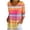 #0032-Orange, variant on Uootdi Womens T Shirts V Neck Cherry Blossom Floral Print 3/4 Sleeve Curved Hem Loose Fit Tops Daily Outing Soft Drape Black Shirts Women
