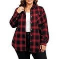 thumbnail image 2 of ClodeEU Women's Plus Size Plaid Button Down Shirt,Long Sleeve Collared Casual Oversized Shacket ,Women's L-XXXXXL, 2 of 5