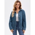 thumbnail image 7 of DARING DIVA Women's Long Sleeve Button Down Pockets Western Denim Jacket L Dark Blue, 7 of 7