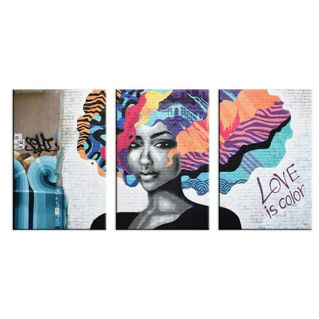 Wall26 3 Panel Canvas Wall Art Triptych Street Graffiti Series Love Is Color Giclee Print Gallery Wrap Modern Home Decor Ready To Hang 24 X36 X 3 Panels Walmart Com Walmart Com