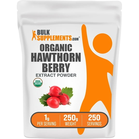 BulkSupplements Organic Hawthorn Berry Extract Powder - 1g per Serving - 250 Grams (8.8 oz) - 250 Servings