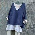 thumbnail image 2 of Admvng Plus Size Tops for Women Fashionable Solid V-neck Long Sleeved Linen Plus Size Women's Clothing S-5XL, 2 of 7