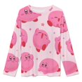 thumbnail image 3 of Cartoon Kirby Game Womens Pajama Set Loungewear Cozy Soft House Wear Sets Long Sleeve Round Neck T Shirt Top Bottom Pants Sleepwear, 3 of 9