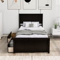thumbnail image 2 of SESSLIFE Twin Size Bed Frame with 2 Storage Drawers, Twin Platform Bed with with Strong Slats Support, No Box Spring Needed, Easy Assemble, Espresso, 2 of 10