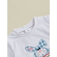 thumbnail image 6 of Baby Toddler Boy Easter Outfit Sets, 3 6 12 18 24 Months 2T 3T Short Sleeve Embroidery Rabbit T-shirt with Plaid Shorts 2-piece Clothing Set, 6 of 8