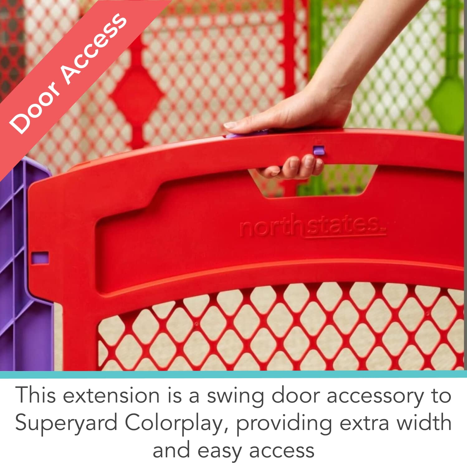 Toddleroo by North States Superyard Colorplay Ultimate 2 Panel Extension, Made in : Increases play space up to 34.4 sq. ft. (Adds 64", Multicolor)