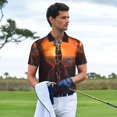 thumbnail image 3 of Fotbe Tree Hollow Meditating Giraffe Pattern Men’s Golf Polo Shirt – Breathable Performance Golf Shirt with Button-Down Collar-XX-Large, 3 of 6