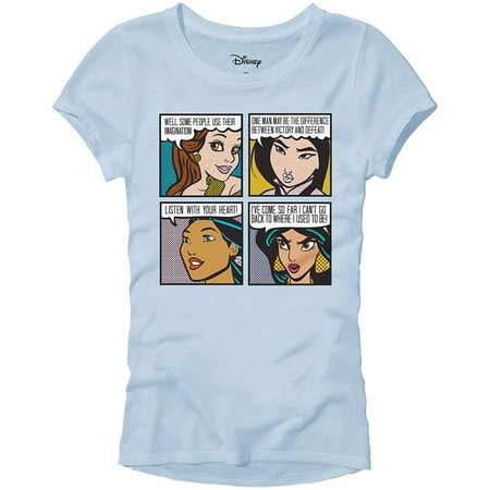 Disney Princess Quotes Belle Mulan Pocahontas Jasmine Disneyland World Women's Juniors Graphic T-Shirt Light