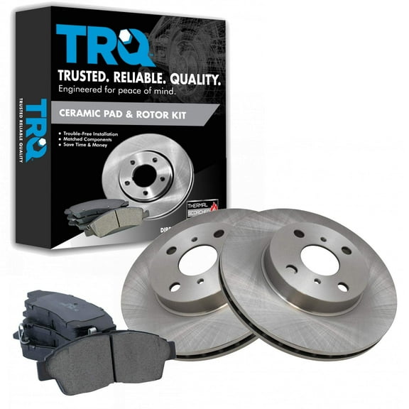 TRQ Front Brake Pad & Rotor Kit Brake Pads Brake Rotor Ceramic Fits Select 1993-1997 Geo Prizm Toyota Corolla