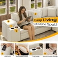 thumbnail image 6 of LLappuil 110" Sectional Sofa, Modular Sectional Couch Convertible Sofa Bed, 7 Seat Corduroy Sofa Couch with Movable Ottoman, Hidden Armrest Storage & USB Charging Ports Beige, 6 of 10